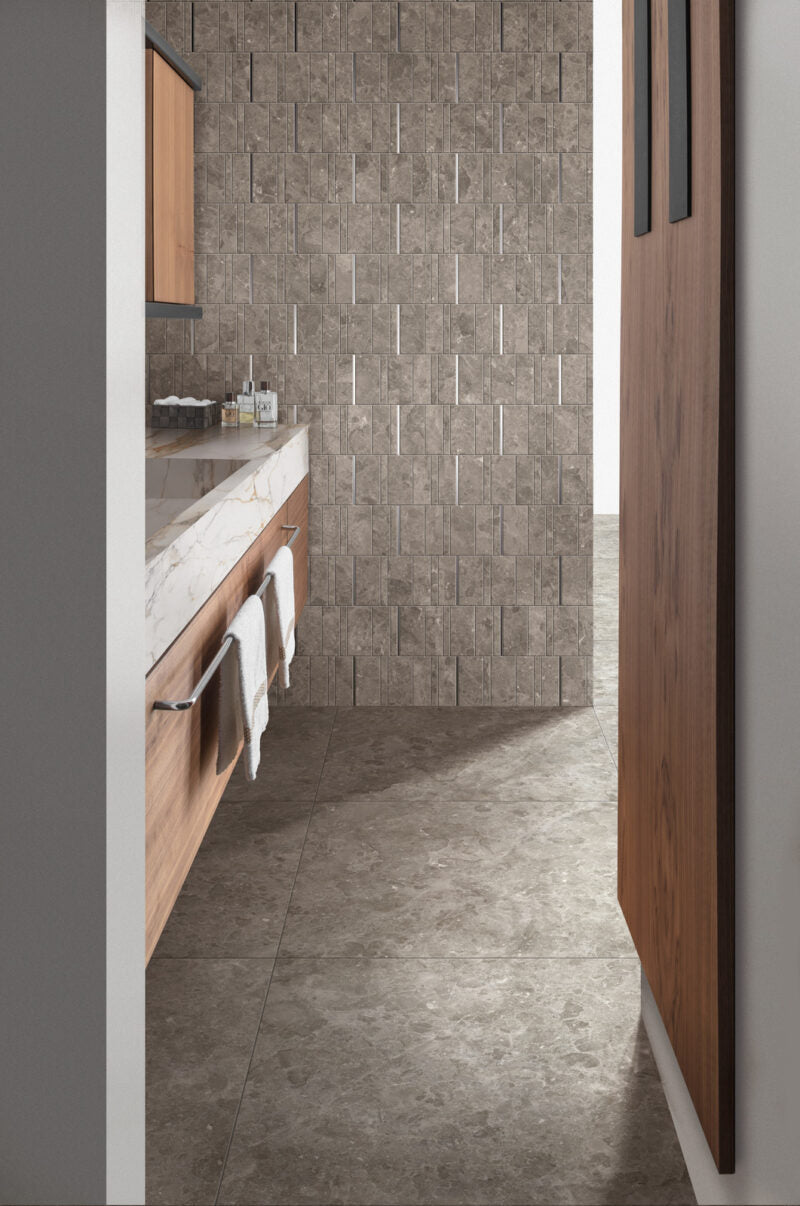 1620x3240x12 Grande Porcelain Slab Marble Look Stone Gris Du Gent Satin by Marazzi