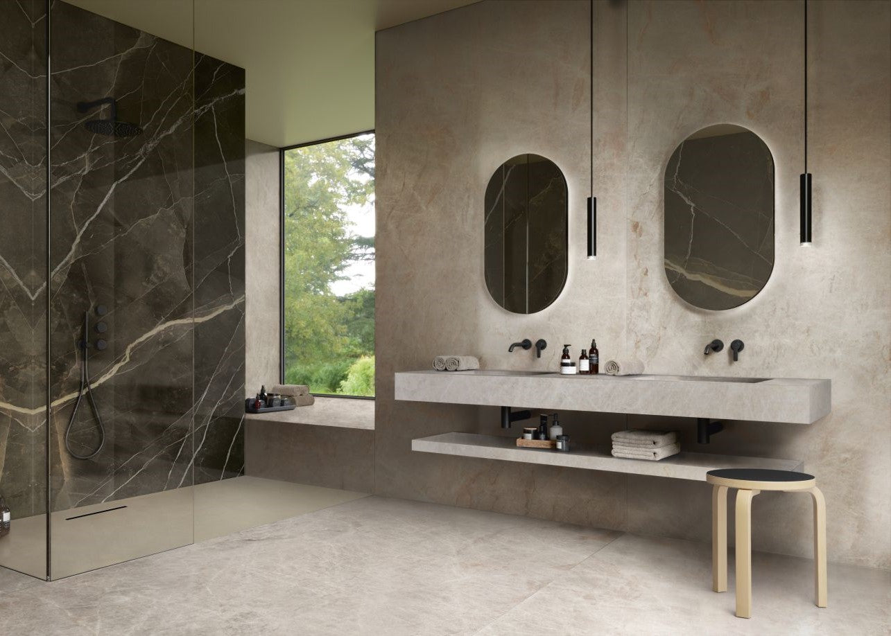 1620x3240x12 Grande Porcelain Slab Marble Look Taj Mahal Satin by Marazzi