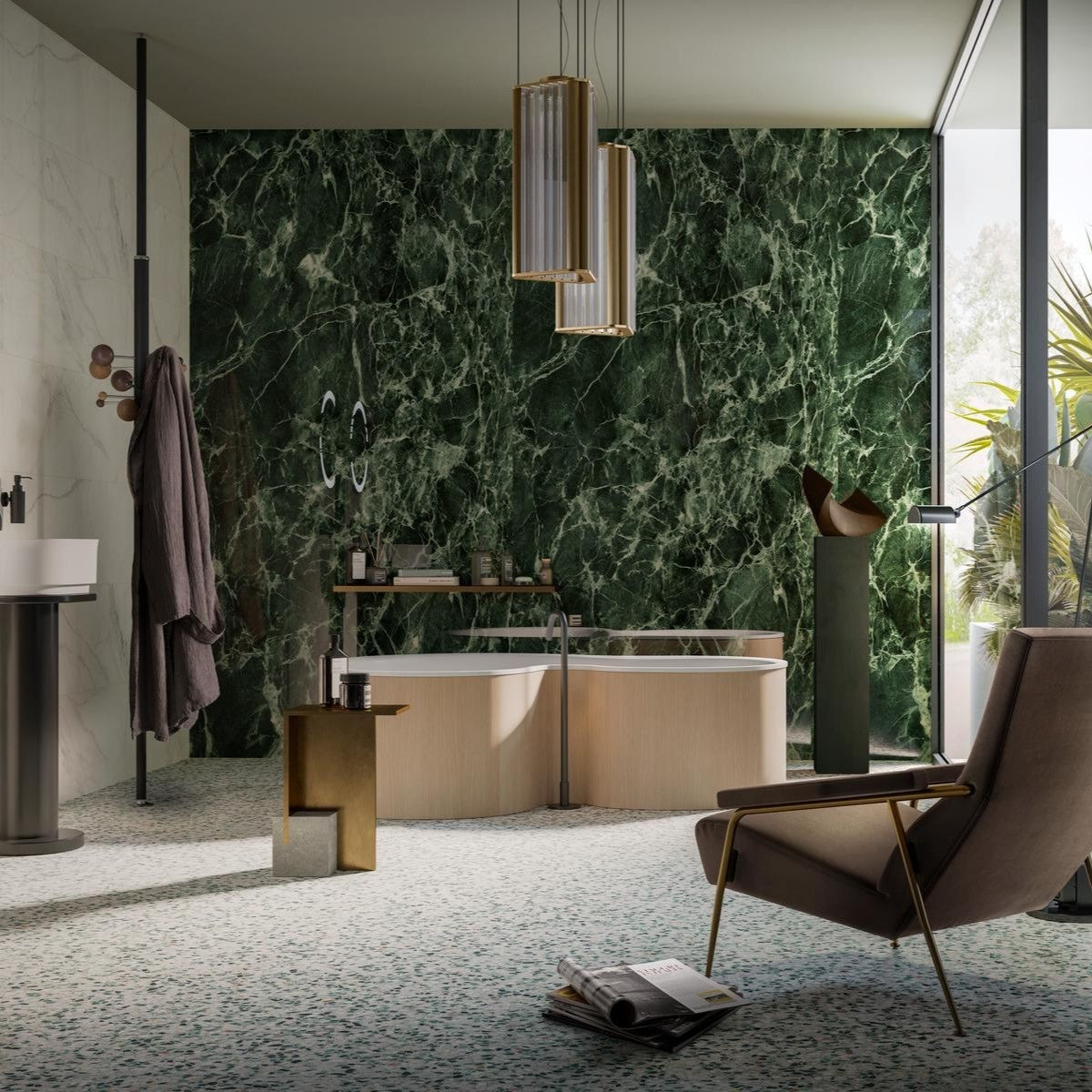 1600x3200x6 Grande Porcelain Slab Marble Look Verde Aver Lux (Gloss) by Marazzi