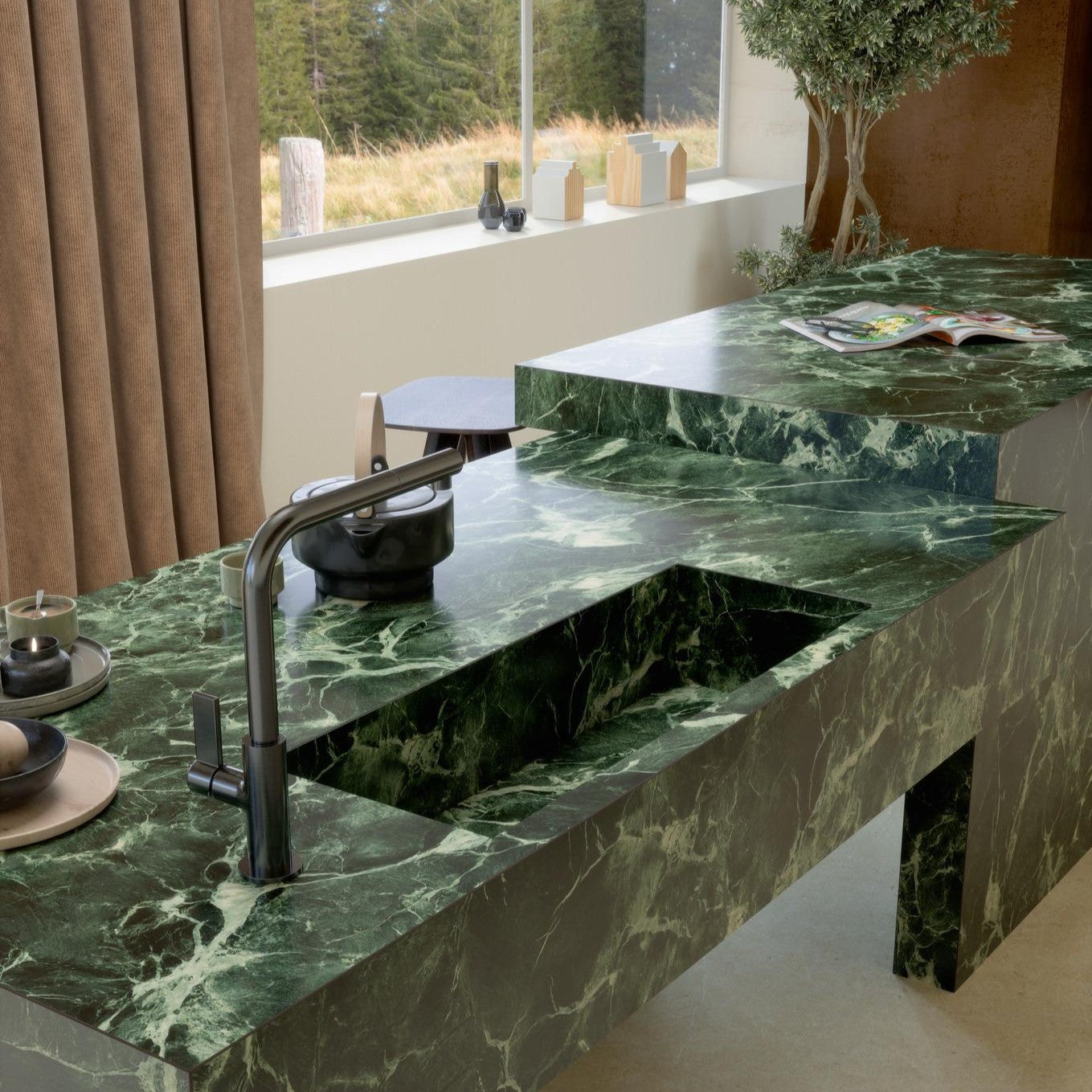 1600x3200x6 Grande Porcelain Slab Marble Look Verde Aver Lux (Gloss) by Marazzi