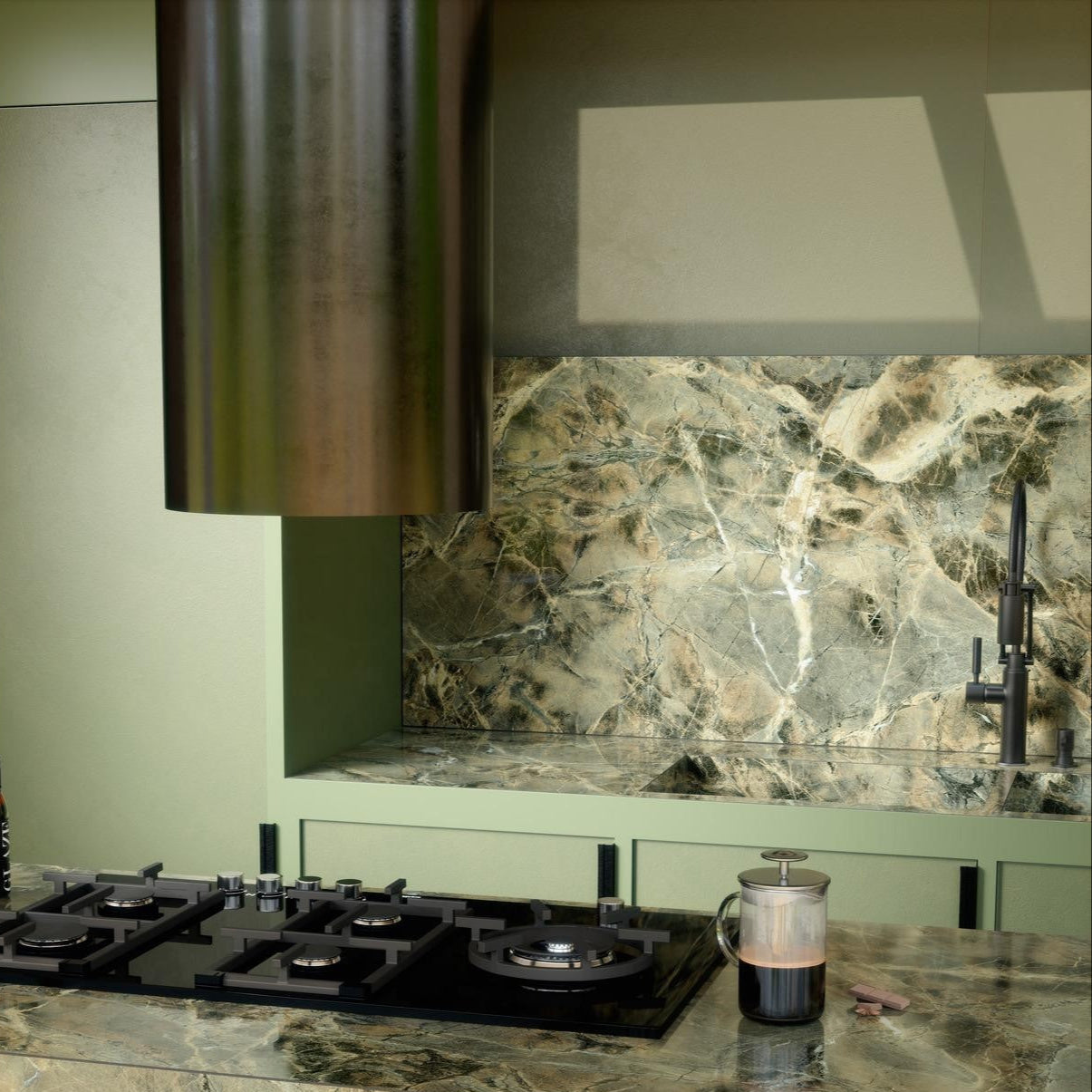 1620x3240x12 Grande Porcelain Slab Marble Look Verde Borgogna Lux (Gloss) by Marazzi