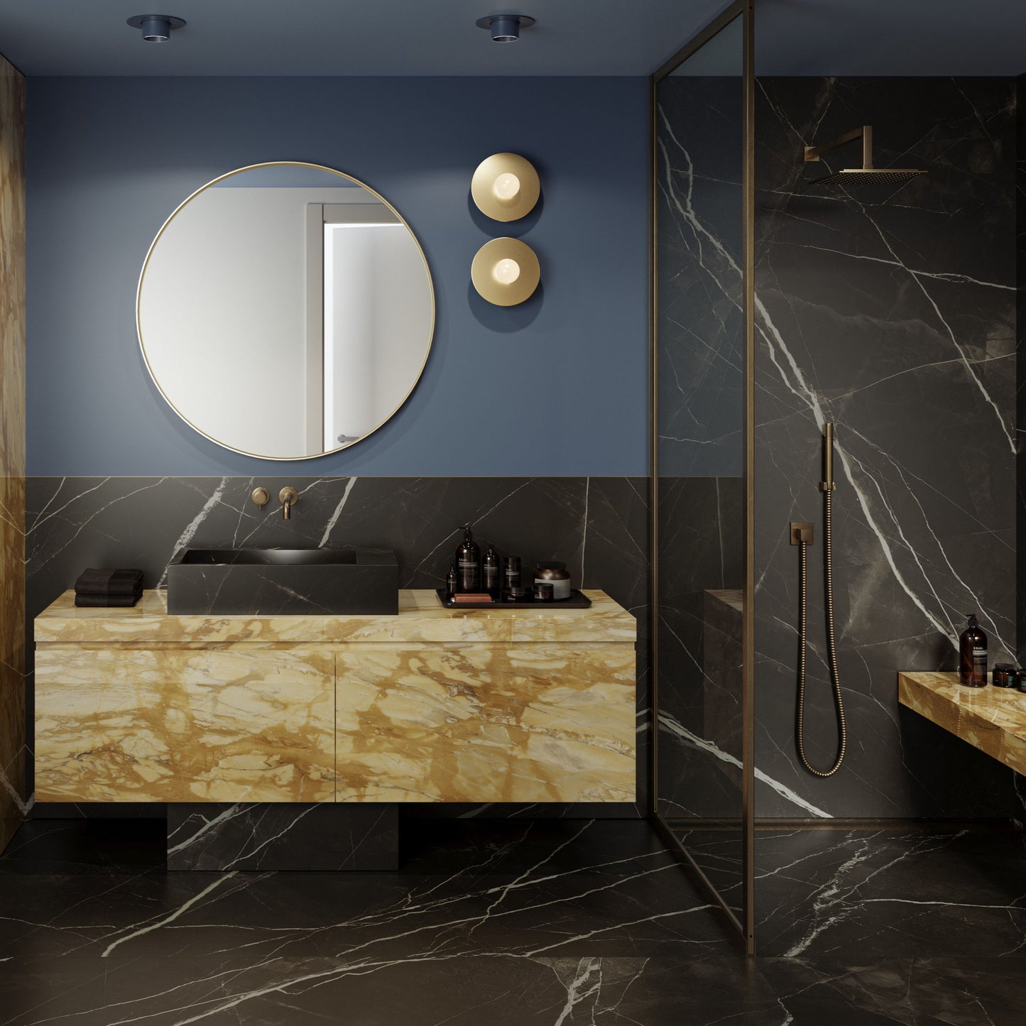 1600x3200x6 Grande Porcelain Slab Marble Look Calacatta Black Satin by Marazzi