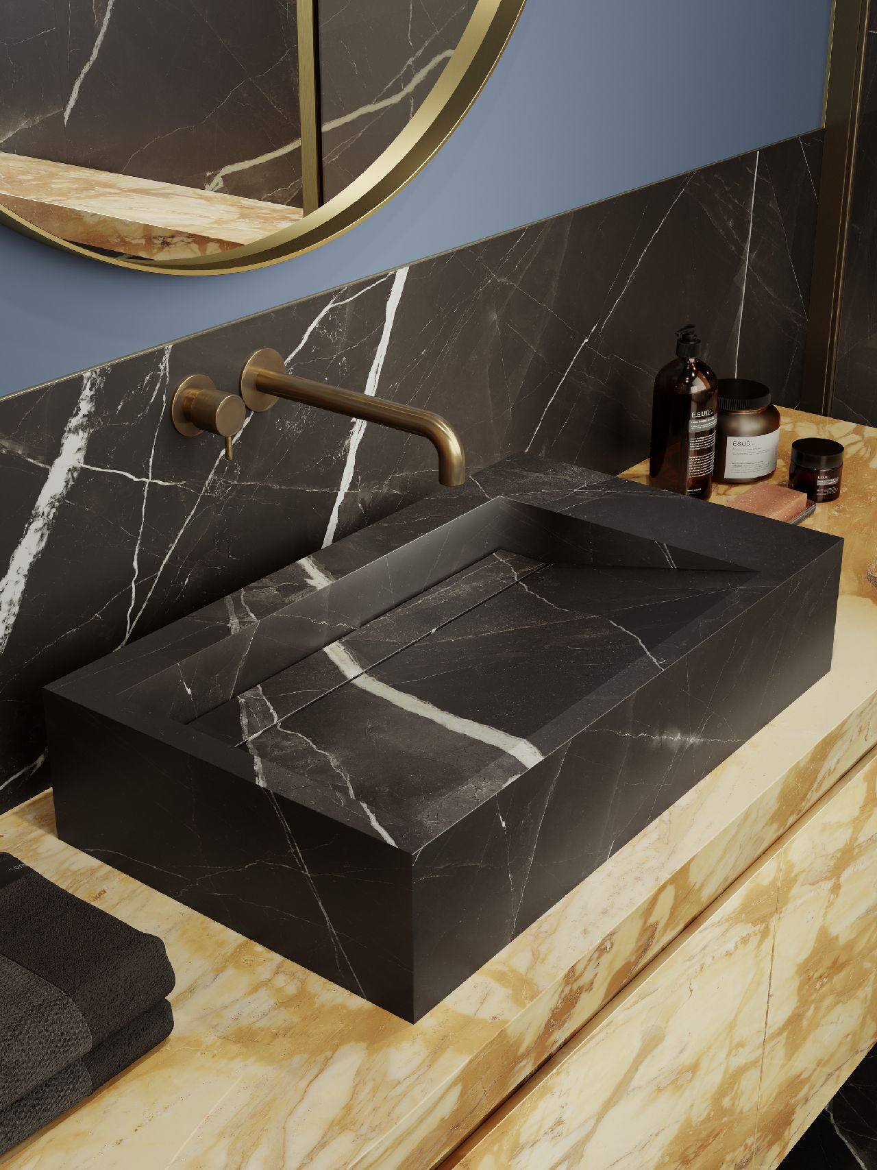 1600x3200x6 Grande Porcelain Slab Marble Look Calacatta Black Satin by Marazzi