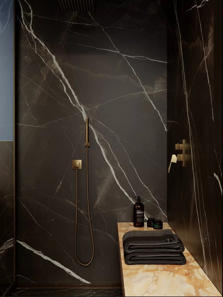 1600x3200x6 Grande Porcelain Slab Marble Look Calacatta Black Satin by Marazzi