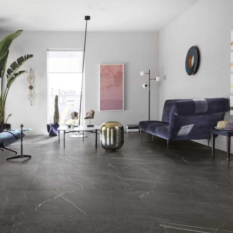 1600x3200x6 Grande Porcelain Slab Marble Look Calacatta Black Satin by Marazzi