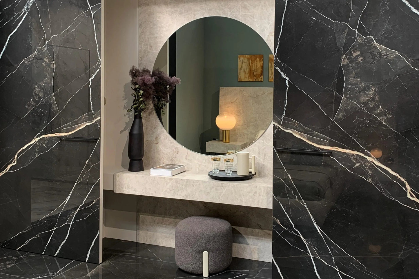 1600x3200x6 Grande Porcelain Slab Marble Look Calacatta Black Satin by Marazzi