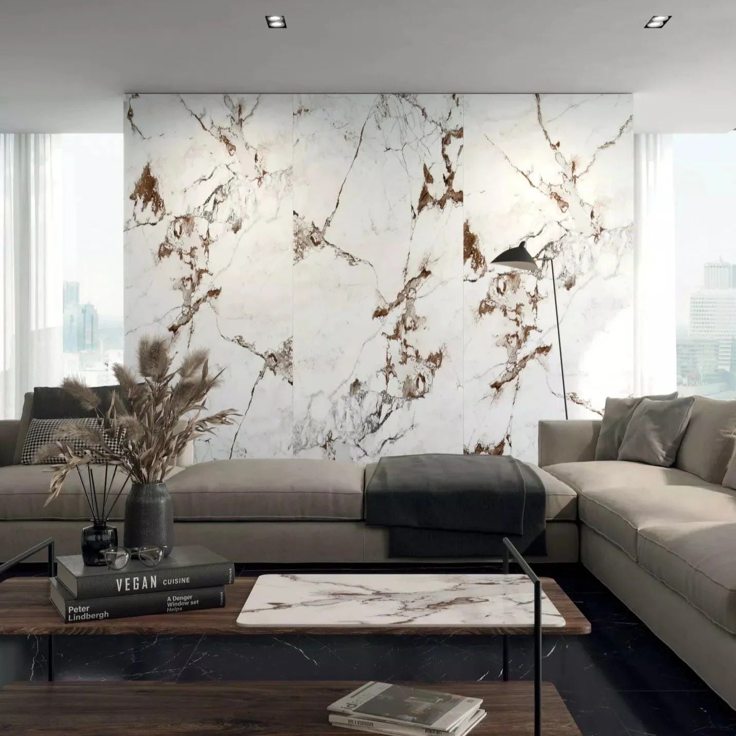 1200x2400x6 Grande Porcelain Slab Marble Look Capraia Lux (Gloss) by Marazzi