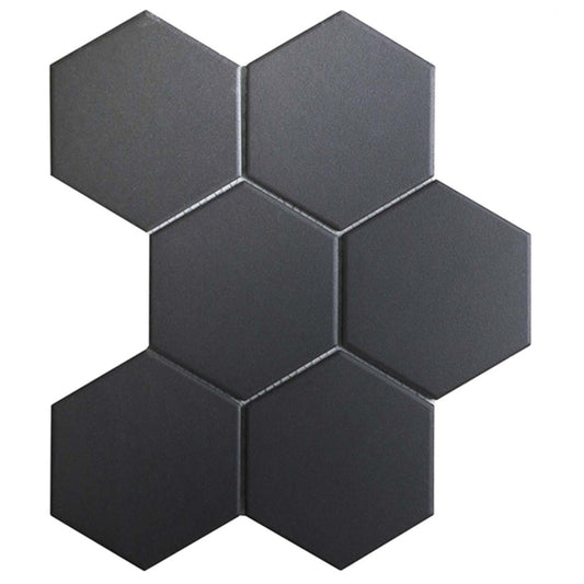 95x95 Hexagon Black Matt Full Body Mosaic Tiles