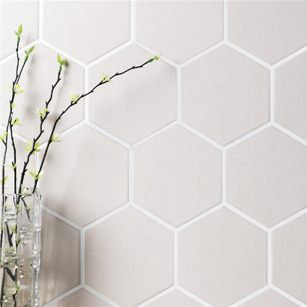 95x95 Hexagon Ivory Matt Full Body Mosaic Tiles