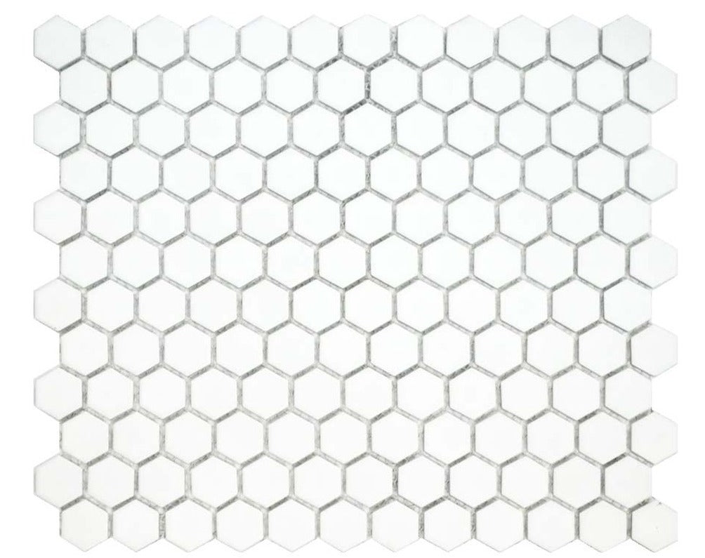 25x25 Hexagon White Matt Mosaic Tiles