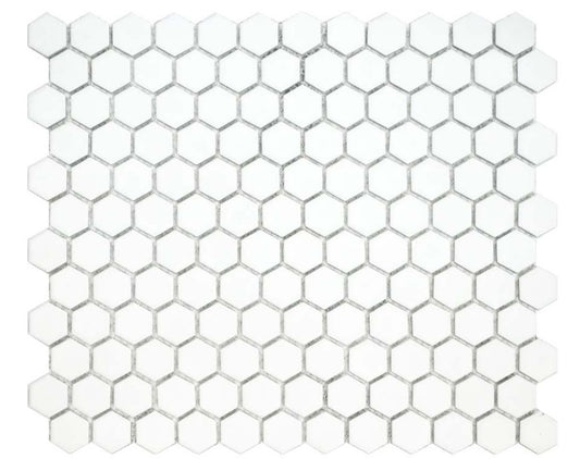 25x25 Hexagon White Matt Mosaic Tiles