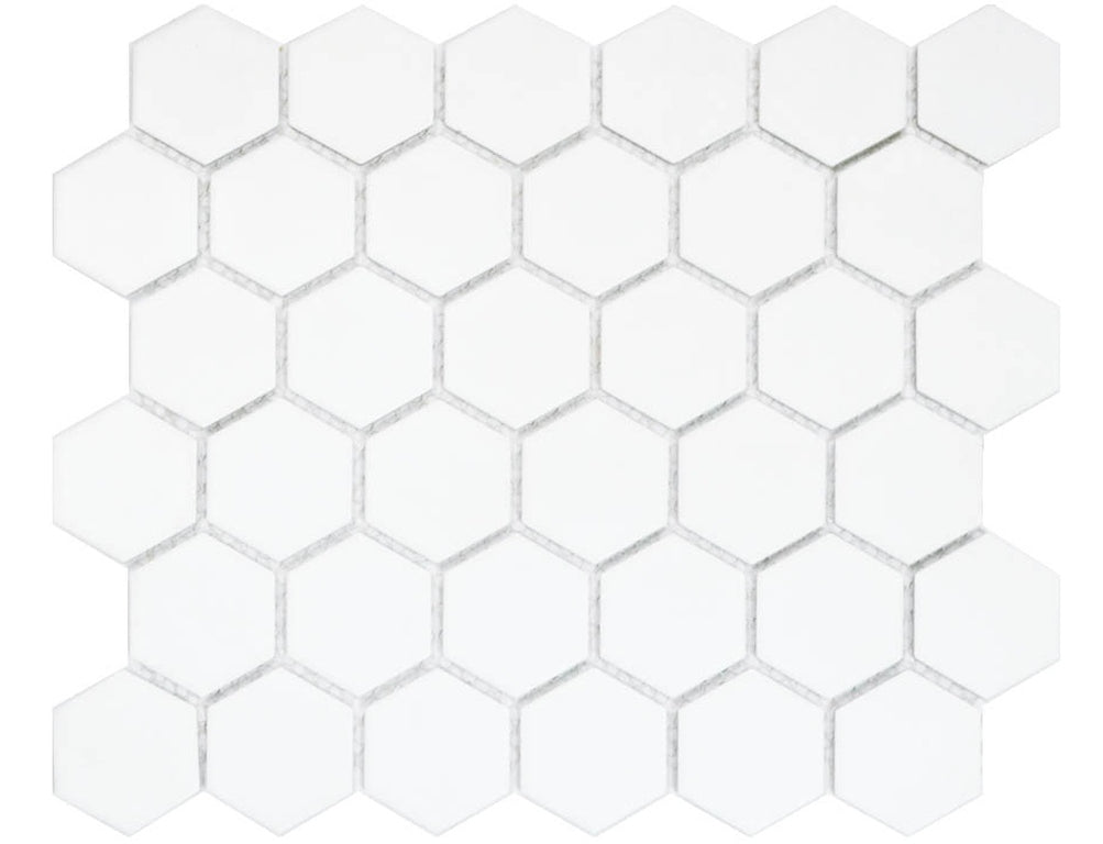 50x50 Hexagon White Matt Mosaic Tiles