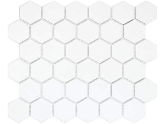 50x50 Hexagon White Matt Mosaic Tiles