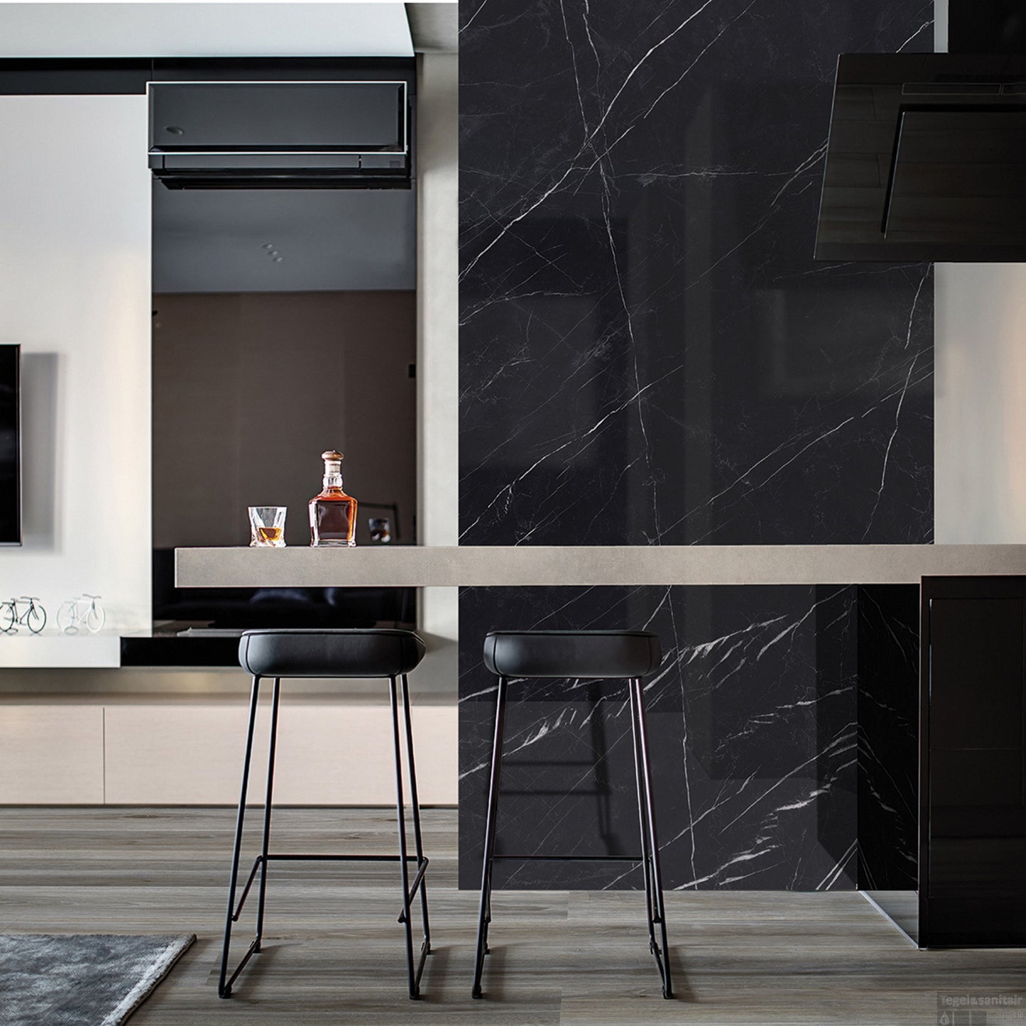 75x300 Imperiale Marquina Black Marble Look Matt Tiles