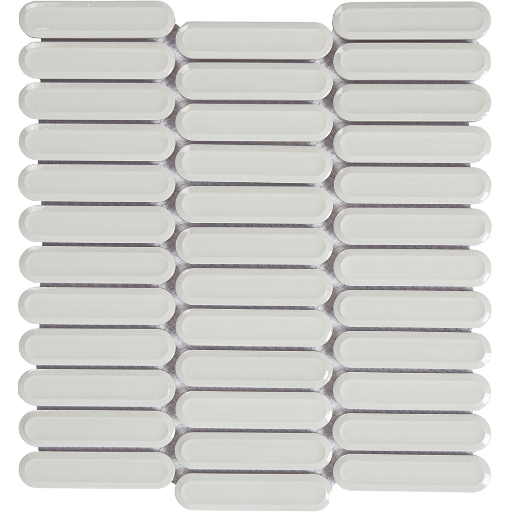 23x98 Oval Elongated Snow Gloss Mosaic Tiles