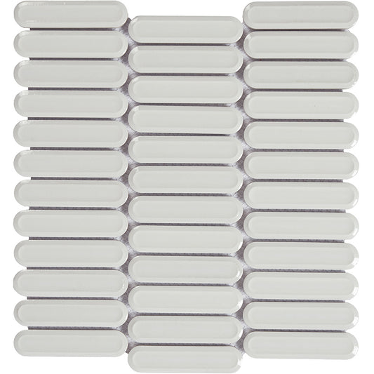 23x98 Oval Elongated Snow Gloss Mosaic Tiles