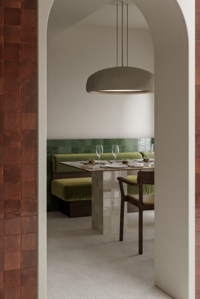 Modern bathroom with 100x100 Marazzi Lume Porcelain tile walls. Melbourne, Geelong, Shepparton, Ballarat, Bendigo, Mornington, Bellarine, Peninsula tiles. Victoria and Nationwide Delivery. Australia.