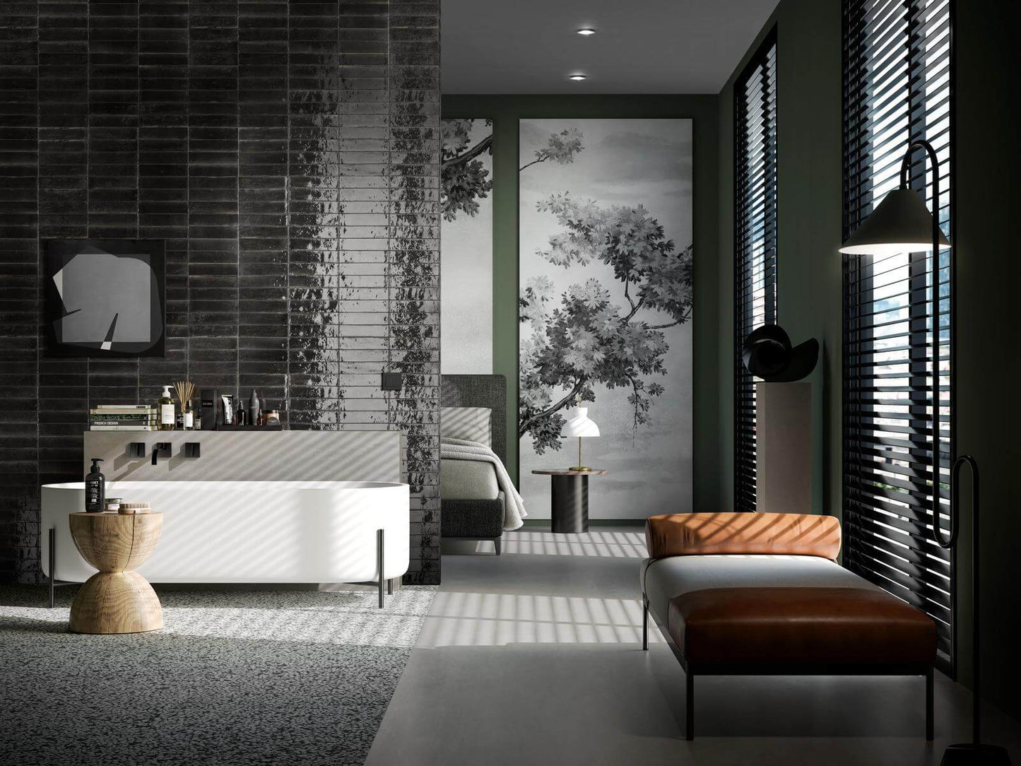 60x240 Lume Black Lux (Gloss) Tiles by Marazzi