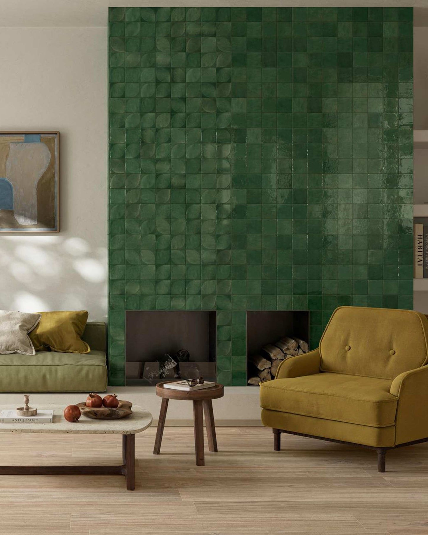 100x100 Lume Green Lux (Gloss) Dew 3D Tiles by Marazzi