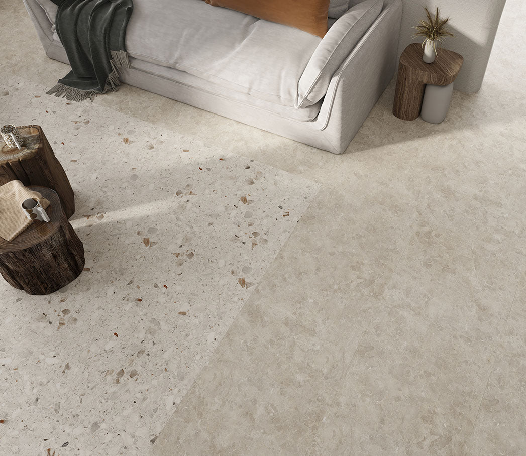 600x600 Lago Nougat Terrazzo Look Matt Tiles