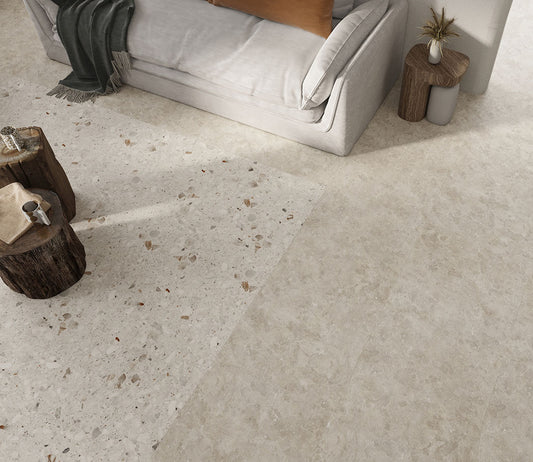 600x600 Lago Nougat Terrazzo Look Matt Tiles