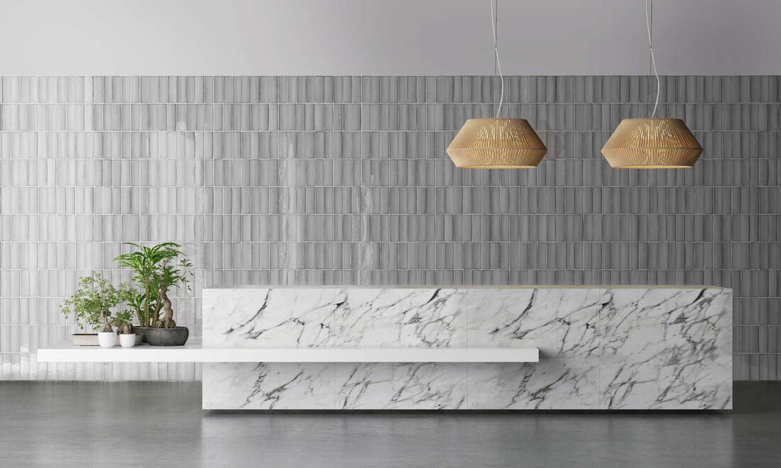 65x200 Luce Cenere Grey Gloss Tiles