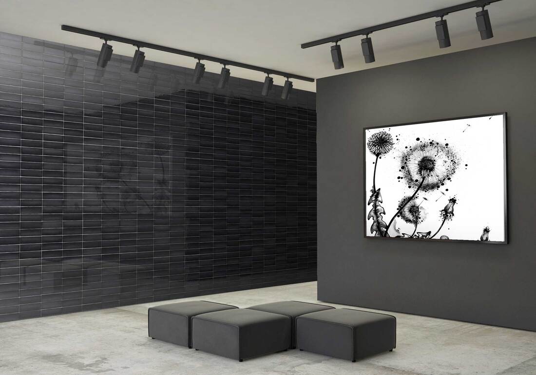 65x200 Luce Lava Anthracite Gloss Tiles