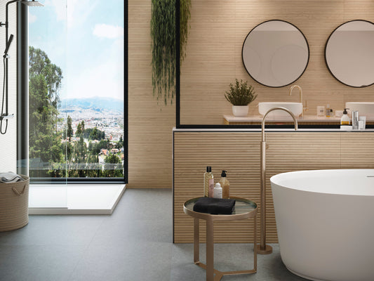 400x1200 Madera Linea Medium Oak Timber Look Groove Matt Tiles