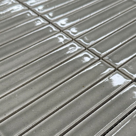 22x147 Nogata Grey Glazed Finger Mosaic Tiles
