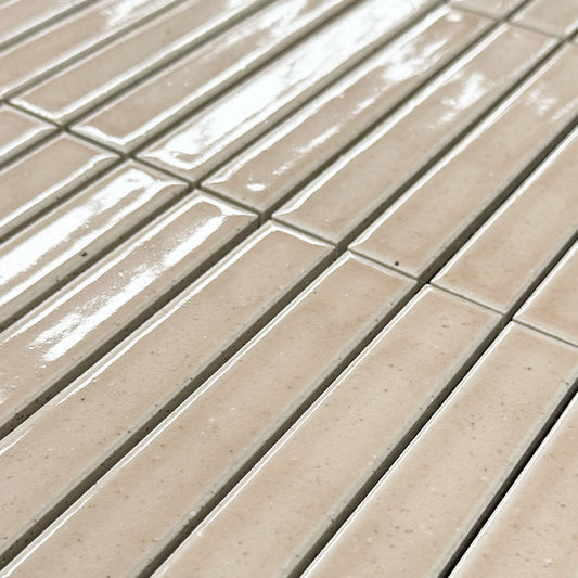 22x147 Nogata Pink Glazed Finger Mosaic Tiles