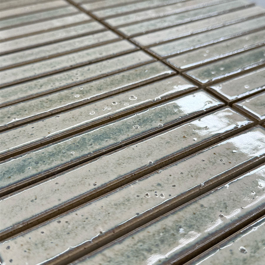 20x145 Nogata Pistachio Glazed Finger Mosaic Tiles