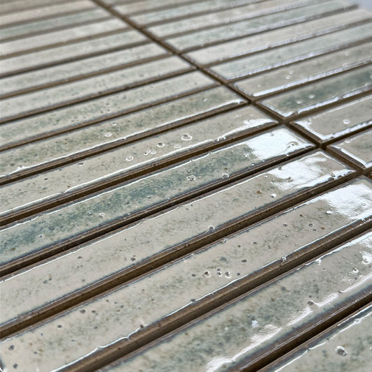 20x145 Nogata Pistachio Glazed Finger Mosaic Tiles