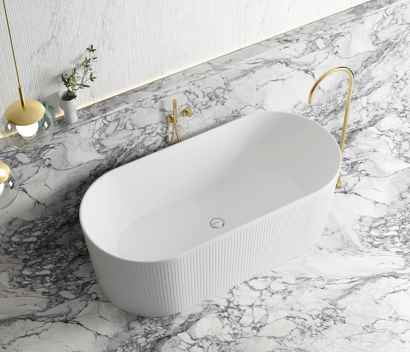 Otti Attica Noosa Matt White Freestanding Bath 1500mm