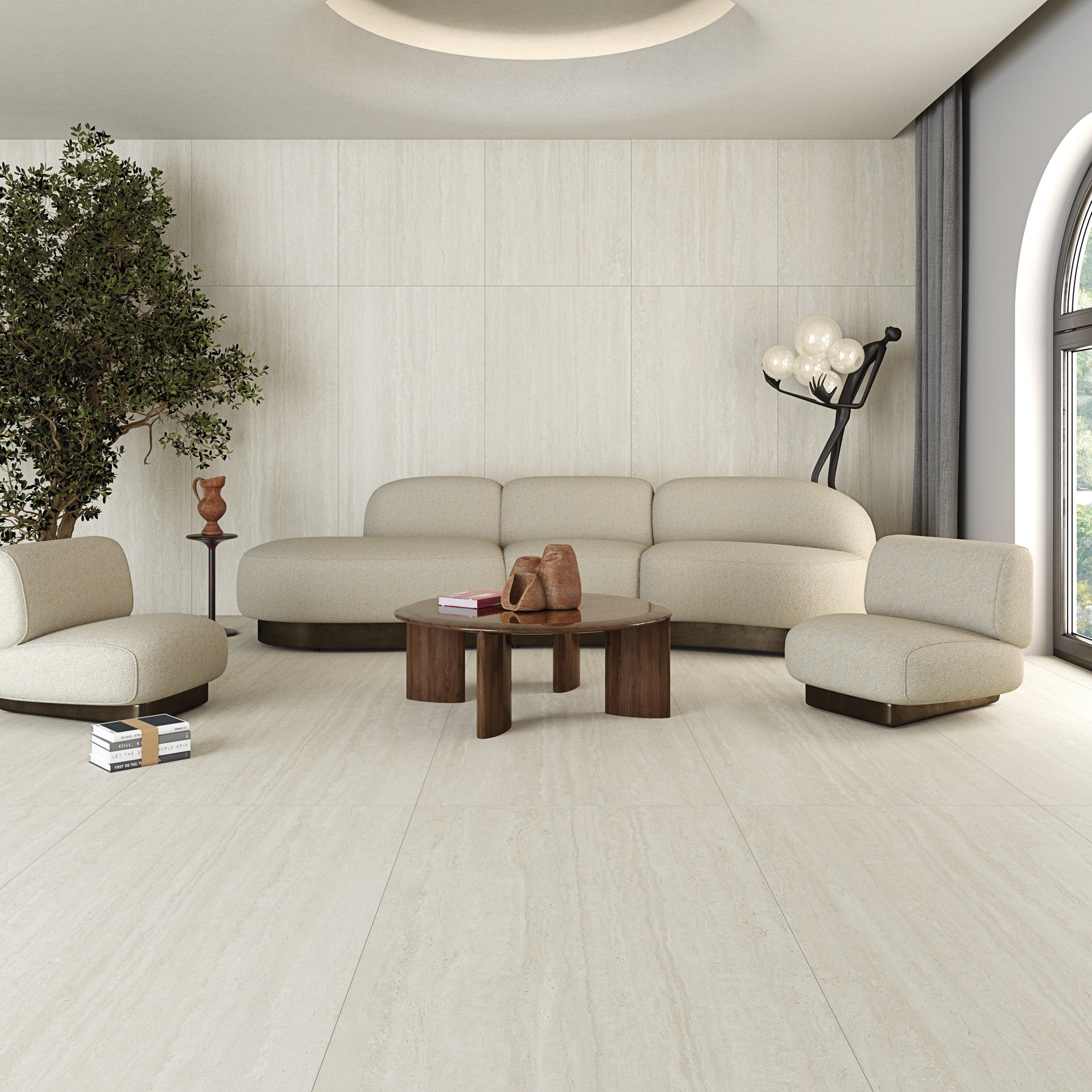 Modern living with Parisian Collection travertine look tile walls and floors. Melbourne, Geelong, Shepparton, Ballarat, Bendigo, Mornington, Horsham, Lara, Sunbury, Melton, Bellarine, Peninsula, Warrnambool tiles. Victoria and Nationwide Delivery. Australia.