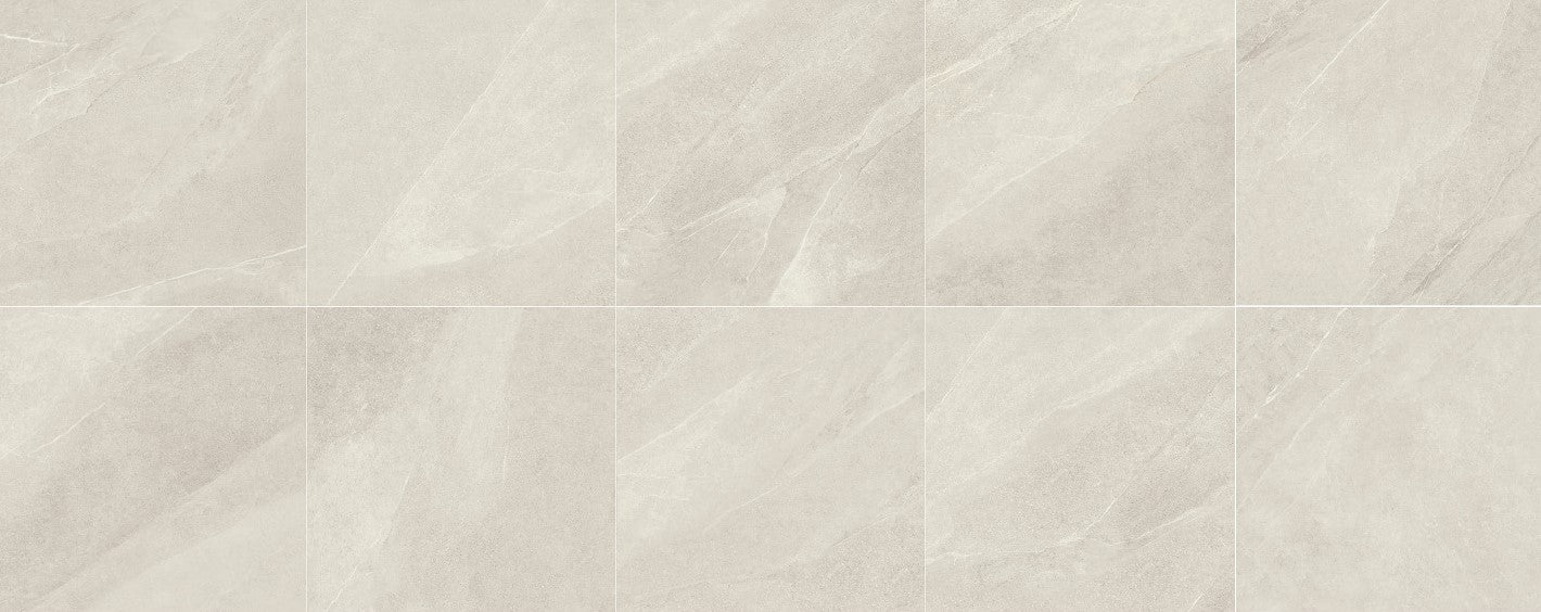 Tile with a light gray marble-like pattern. Modern bathroom and living with 600x600 Pietra Stone Look Matt Tiles. Melbourne, Geelong, Shepparton, Ballarat, Bendigo, Mornington, Bellarine, Peninsula, Melton, Lara, Sunbury, Warrnambool, Horsham tiles. Victoria and Nationwide Delivery. Australia.