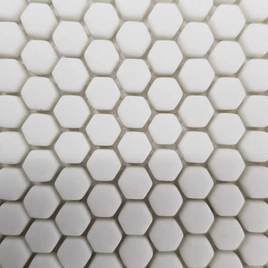 10x10 Hexagon White Glass Matt Mini Mosaic Tiles