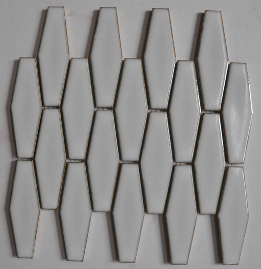 40x125 Hexagon Elongated White Cloud Matt Mosaic Tiles