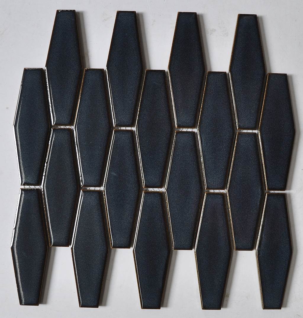 40x125 Hexagon Elongated Ocean Blue Matt Mosaic Tiles