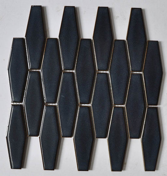 40x125 Hexagon Elongated Ocean Blue Matt Mosaic Tiles