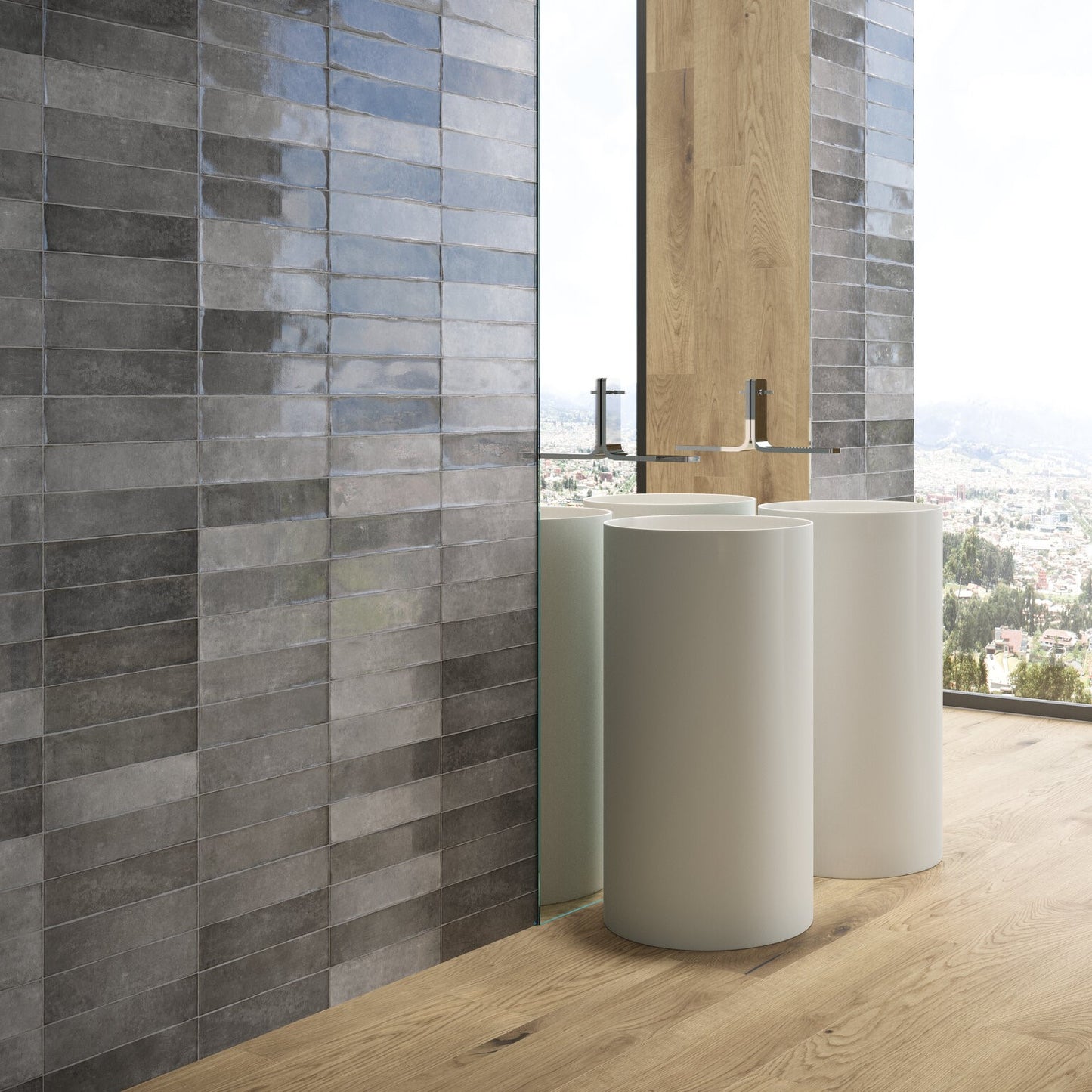 75x300 Storm Anthracite Gloss Tiles