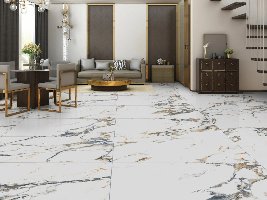 600x600 Velato Marble Look Calacatta Gold Polished Tiles