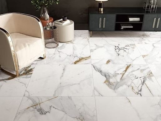 600x600 Velato Marble Look Calacatta Gold Polished Tiles