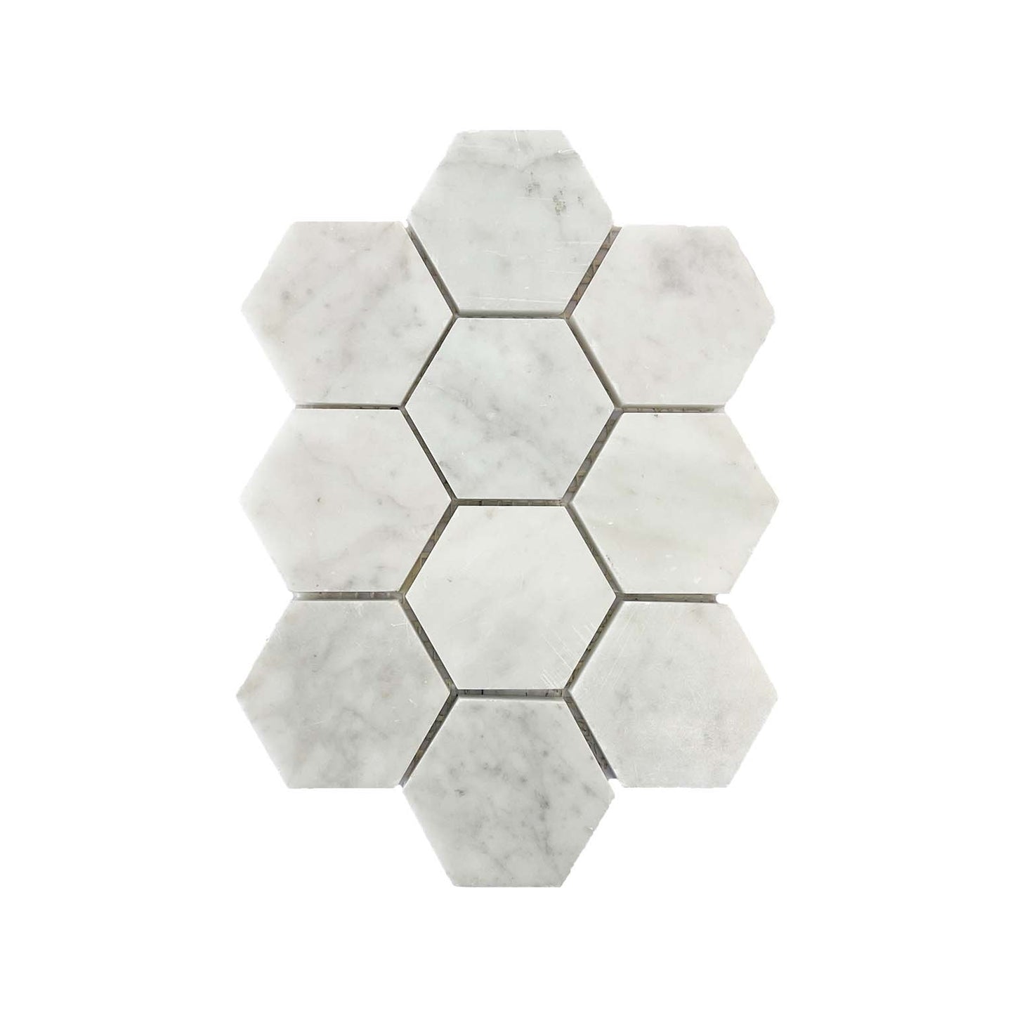 95x95 Hexagon Carrara Honed Marble Mosaic Tiles