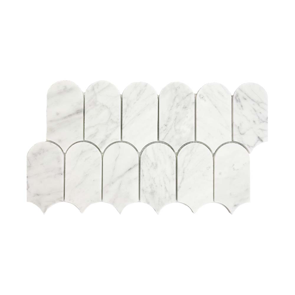 51x104 Fish Scale Carrara Honed Marble Mosaic Tiles